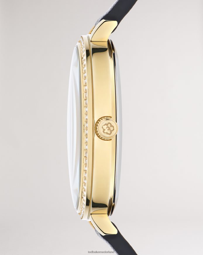 Ted Baker Horloge verfraaid met chessa-kristallen en band van veganistisch leer zwart accessoires vrouwen 6R02N1037
