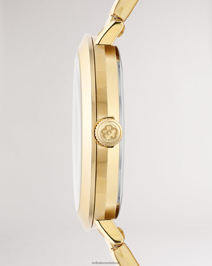 Ted Baker lesedot horloge met bloemenwijzerplaat en roestvrijstalen armband gouden kleur accessoires vrouwen 6R02N1145