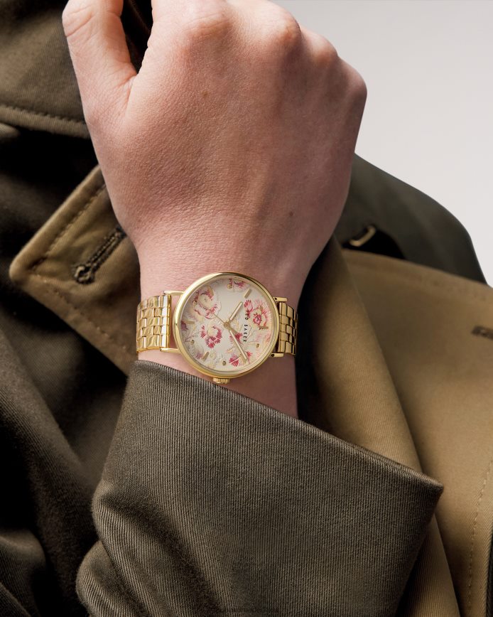 Ted Baker pippp vintage horloge met bloemenprint gouden kleur accessoires vrouwen 6R02N1140