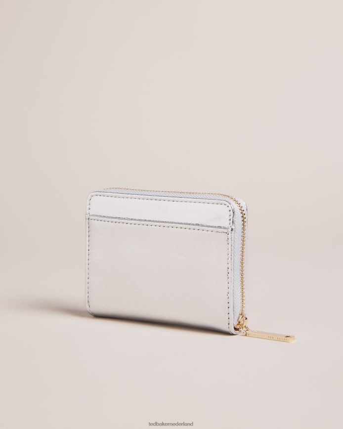 Ted Baker Lilleee kleine lederen portemonnee met ritssluiting zilver accessoires vrouwen 6R02N1079