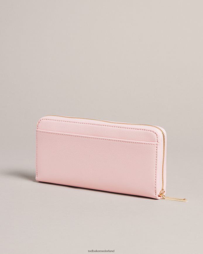 Ted Baker hartvormige portemonnee met studs en ritssluiting rondom bleekroze accessoires vrouwen 6R02N941