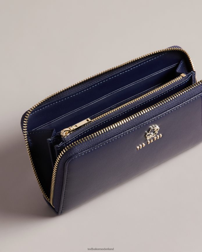 Ted Baker jorjana grote portemonnee met bloemenoogje en rits donkerblauw accessoires vrouwen 6R02N1164