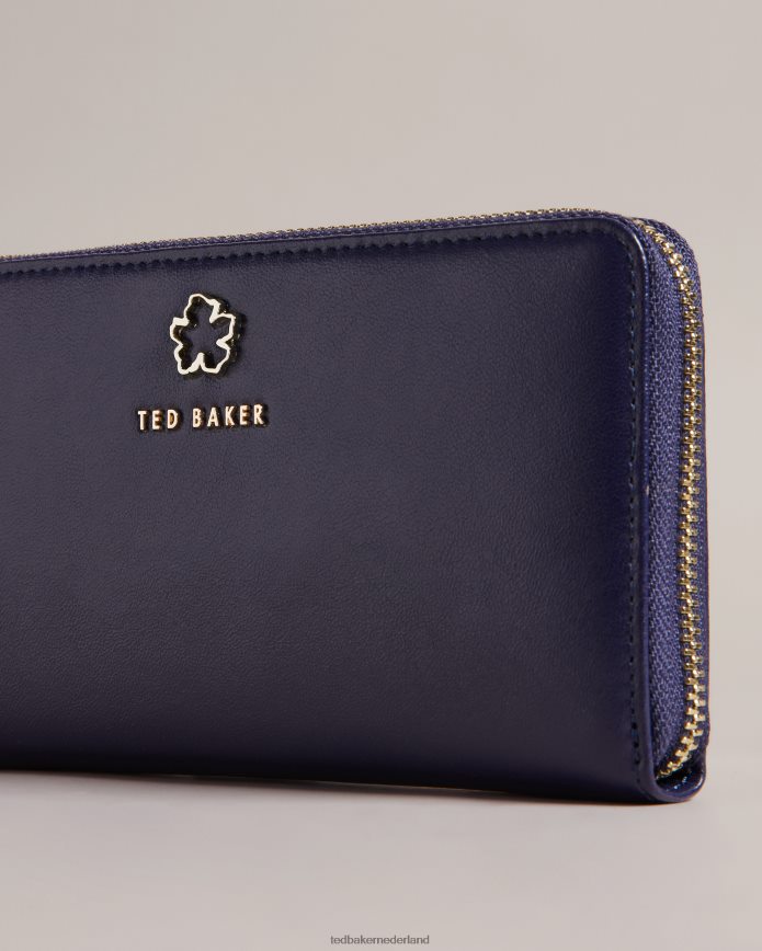 Ted Baker jorjana grote portemonnee met bloemenoogje en rits donkerblauw accessoires vrouwen 6R02N1164