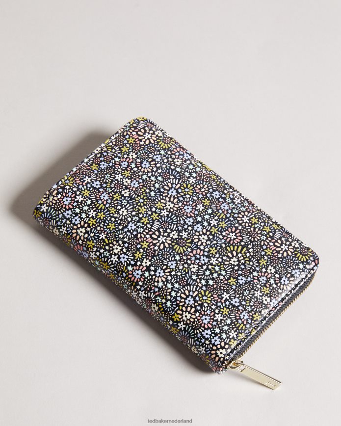 Ted Baker retra retro flood midi-portemonnee met microbloemen en ritssluiting zwart accessoires vrouwen 6R02N1186