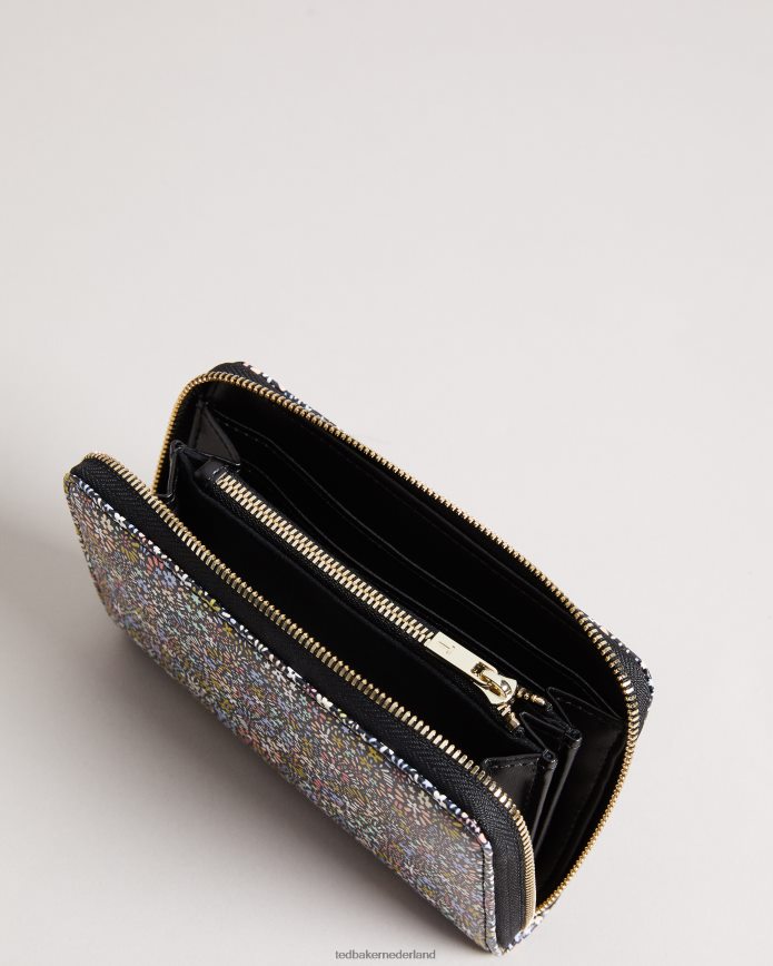 Ted Baker retra retro flood midi-portemonnee met microbloemen en ritssluiting zwart accessoires vrouwen 6R02N1186