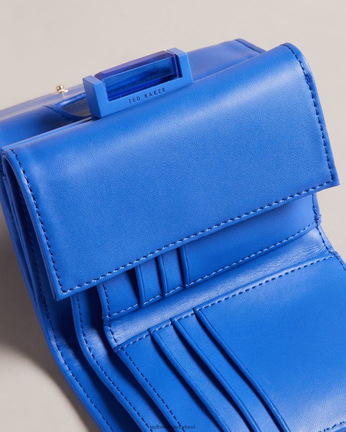 Ted Baker rozza mat leren kleine kristallen portemonnee helderblauw accessoires vrouwen 6R02N1074