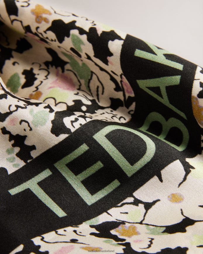 Ted Baker Zebbaa ditsy gebloemde vierkante satijnen sjaal zwart accessoires vrouwen 6R02N952