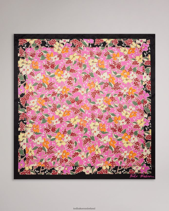 Ted Baker niaome pure zijden levendige bloemensjaal bleek paars accessoires vrouwen 6R02N1105