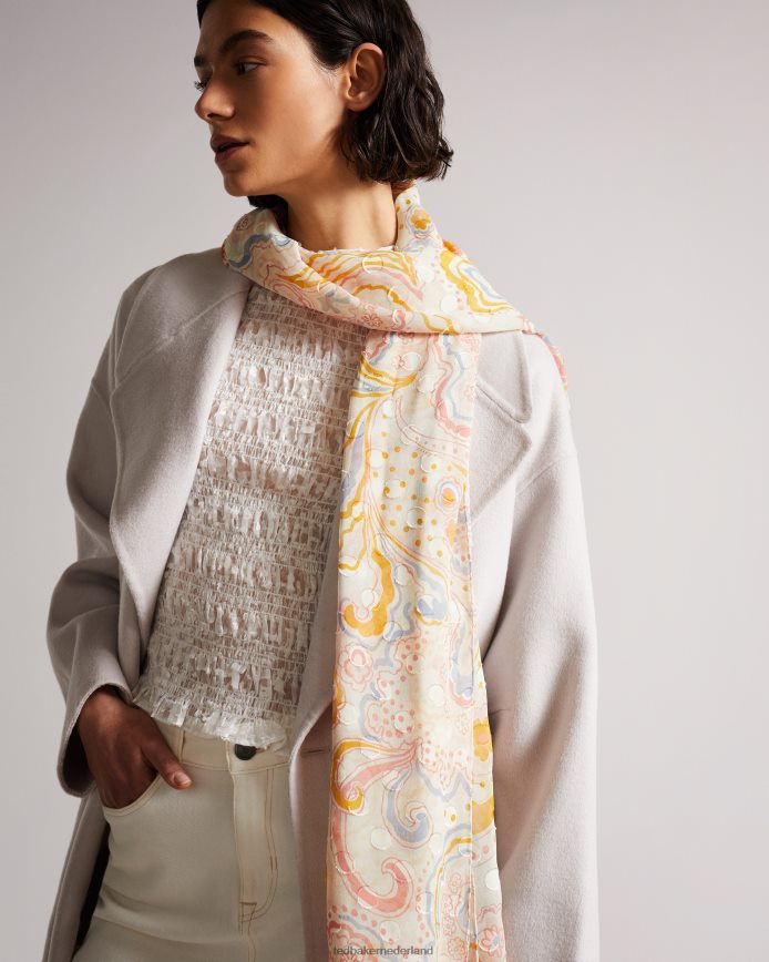 Ted Baker pondree paisley zijden sjaal ivoor accessoires vrouwen 6R02N1188
