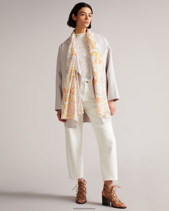 Ted Baker pondree paisley zijden sjaal ivoor accessoires vrouwen 6R02N1188