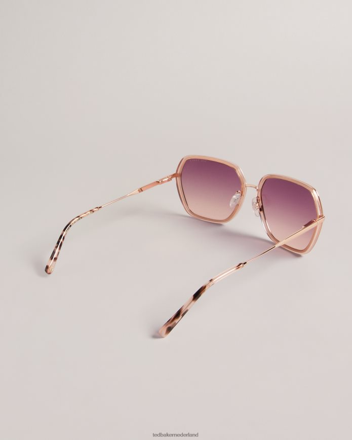 Ted Baker Civet oversized zonnebril met zeshoekig montuur roségouden kleur accessoires vrouwen 6R02N1155