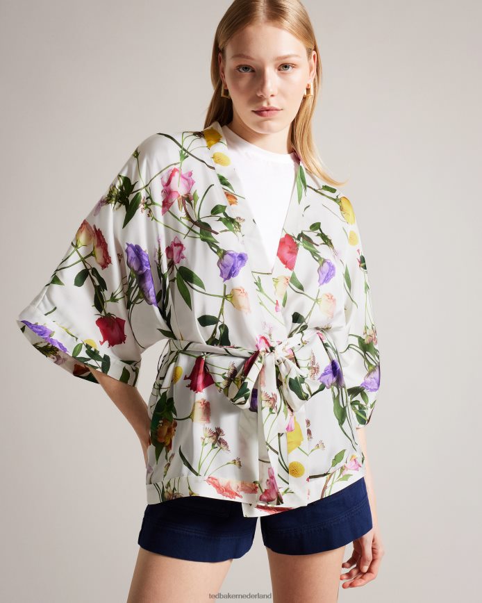 Ted Baker Paulaah kimono met bloemenprint ecru kleding vrouwen 6R02N423