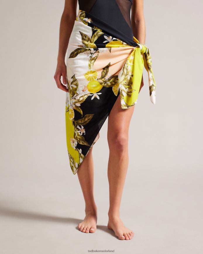Ted Baker abbieee strandsarong met botanische print zwart kleding vrouwen 6R02N1015