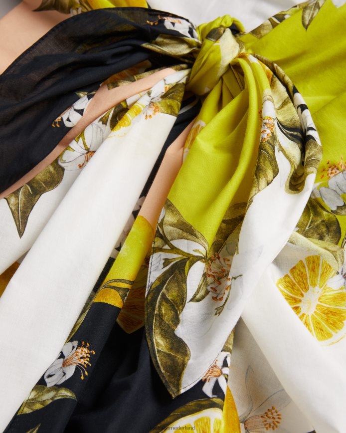 Ted Baker abbieee strandsarong met botanische print zwart kleding vrouwen 6R02N1015