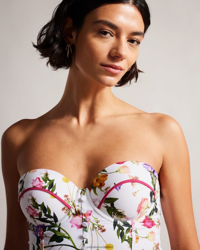 Ted Baker Royella lange bikinitop met bloemenprint wit kleding vrouwen 6R02N226