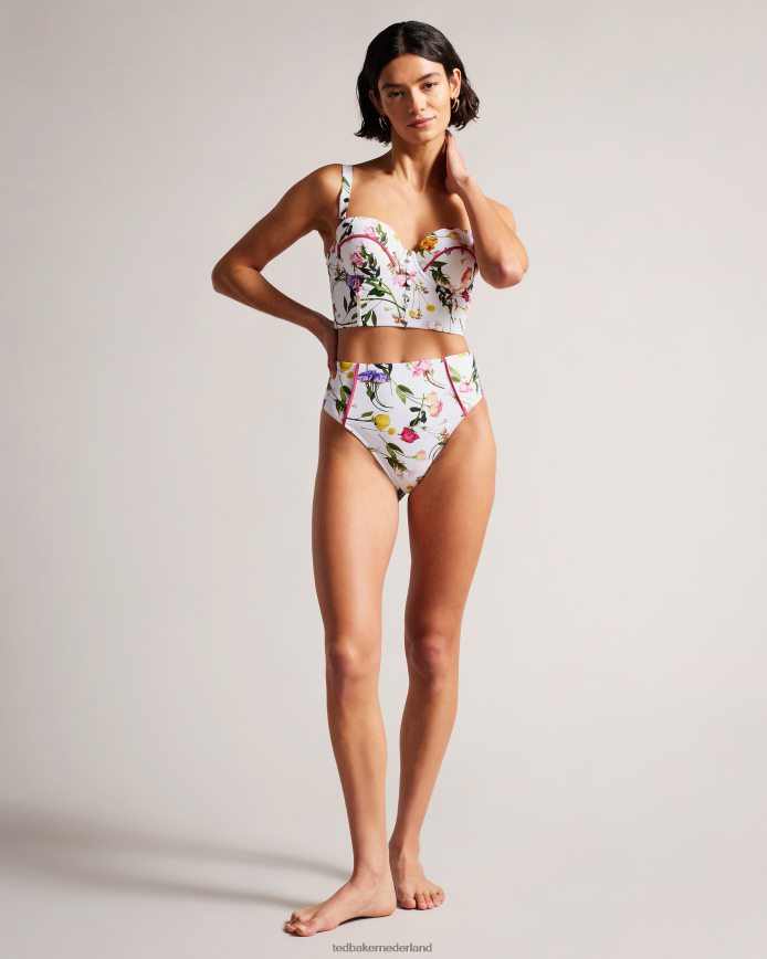 Ted Baker Royella lange bikinitop met bloemenprint wit kleding vrouwen 6R02N226