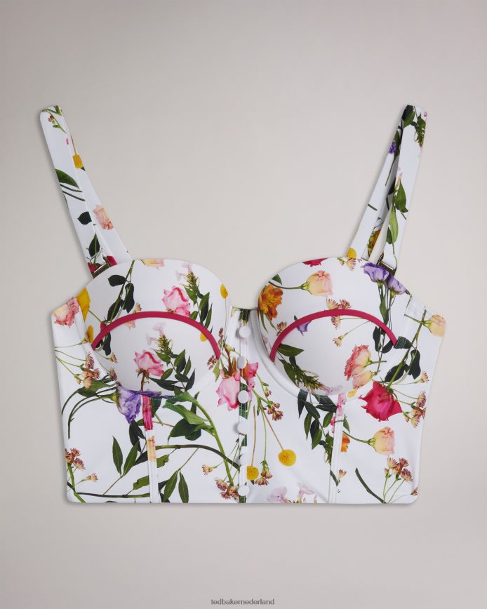Ted Baker Royella lange bikinitop met bloemenprint wit kleding vrouwen 6R02N226