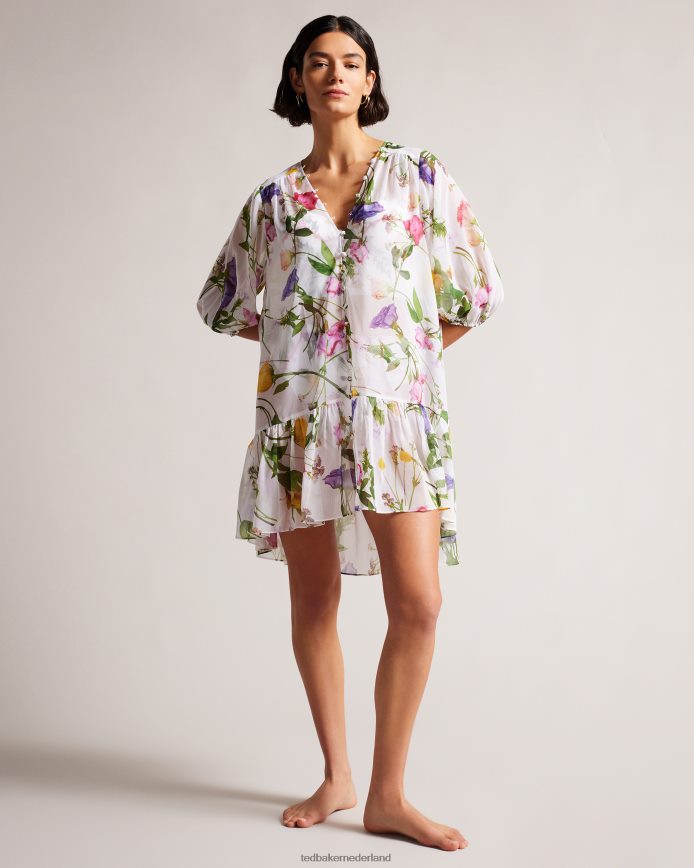 Ted Baker Rosmryy gebloemde cover-up met verlaagde taille wit kleding vrouwen 6R02N264