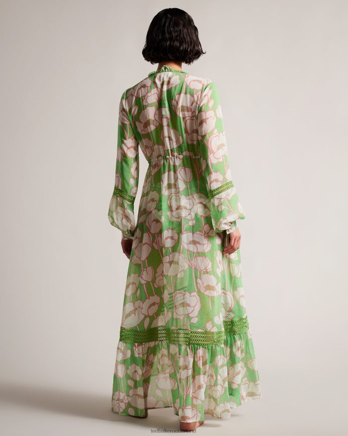 Ted Baker elisiia hoge lage cover-up met papaverprint groente kleding vrouwen 6R02N309