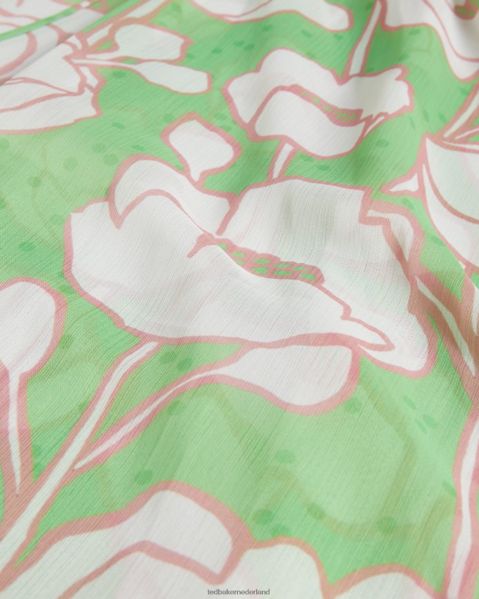Ted Baker elisiia hoge lage cover-up met papaverprint groente kleding vrouwen 6R02N309