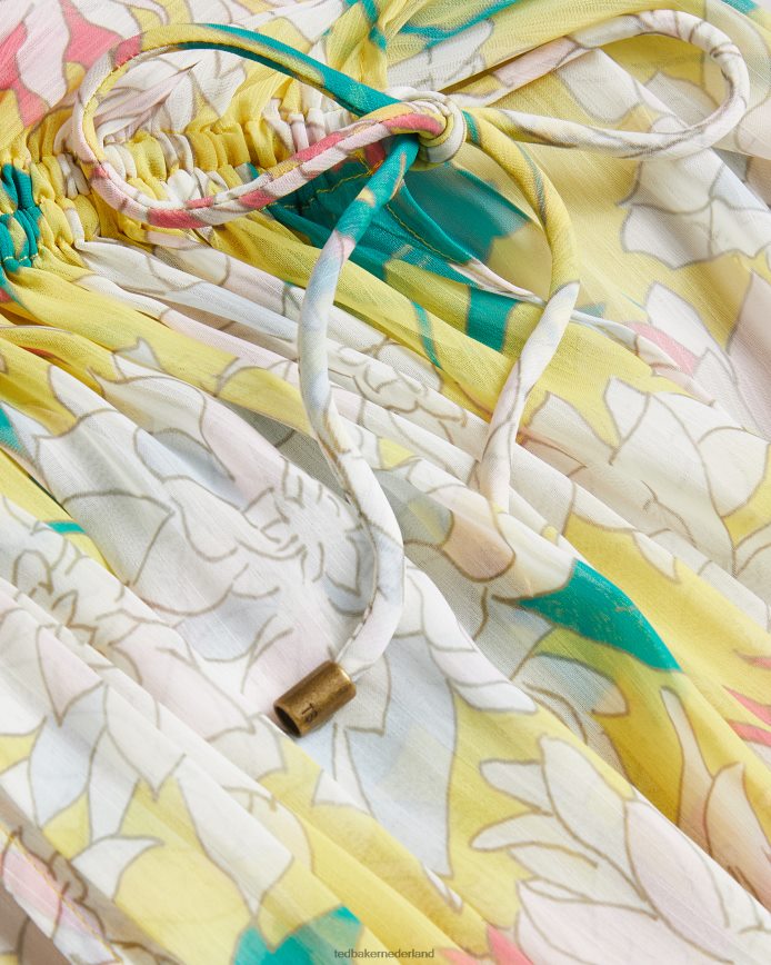 Ted Baker kanten maxi cover-up met diepe hals middelgeel kleding vrouwen 6R02N465