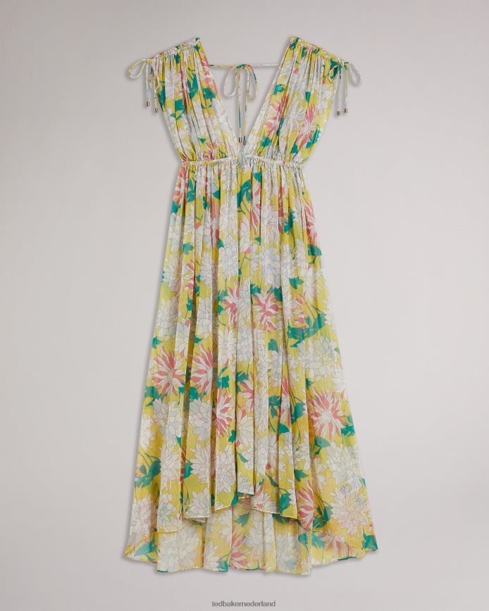 Ted Baker kanten maxi cover-up met diepe hals middelgeel kleding vrouwen 6R02N465