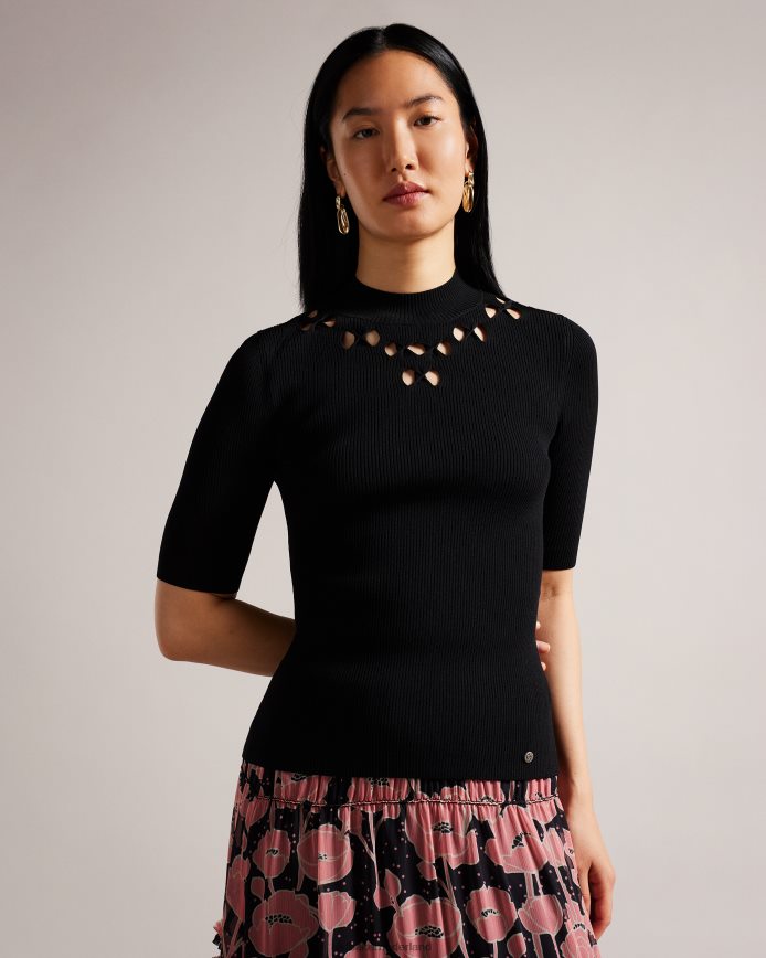 Ted Baker emiiaa geribde, aansluitende top zwart kleding vrouwen 6R02N410