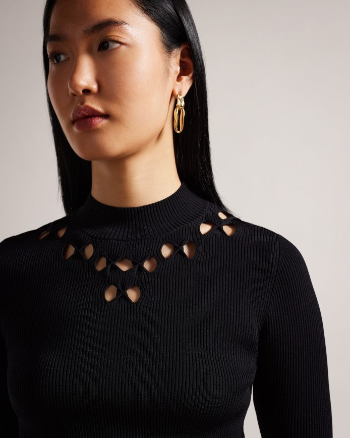 Ted Baker emiiaa geribde, aansluitende top zwart kleding vrouwen 6R02N410