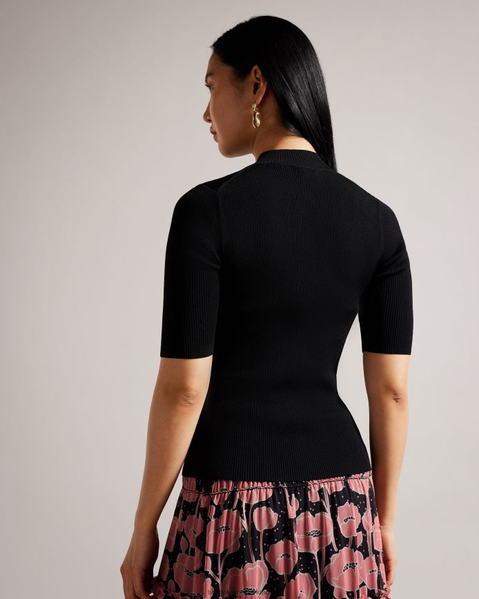 Ted Baker emiiaa geribde, aansluitende top zwart kleding vrouwen 6R02N410