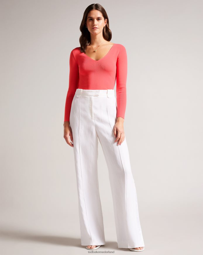 Ted Baker Cileste slim-fit gebreide top met v-hals koraal kleding vrouwen 6R02N49