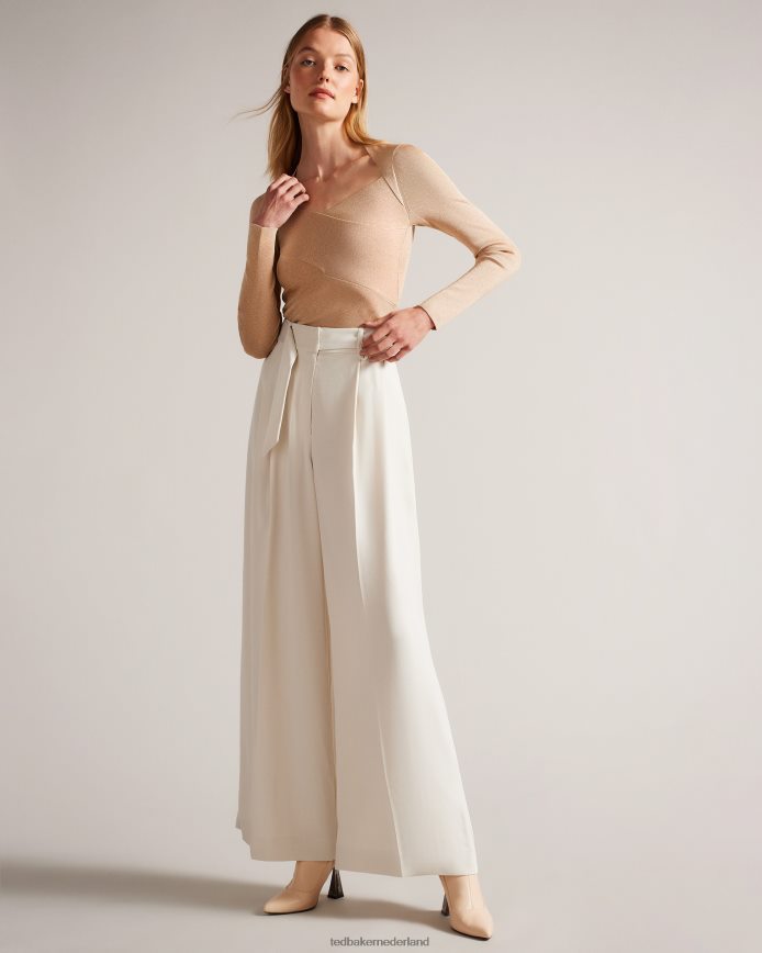 Ted Baker eloisy slim-fit gekruiste gebreide top donker roze kleding vrouwen 6R02N110