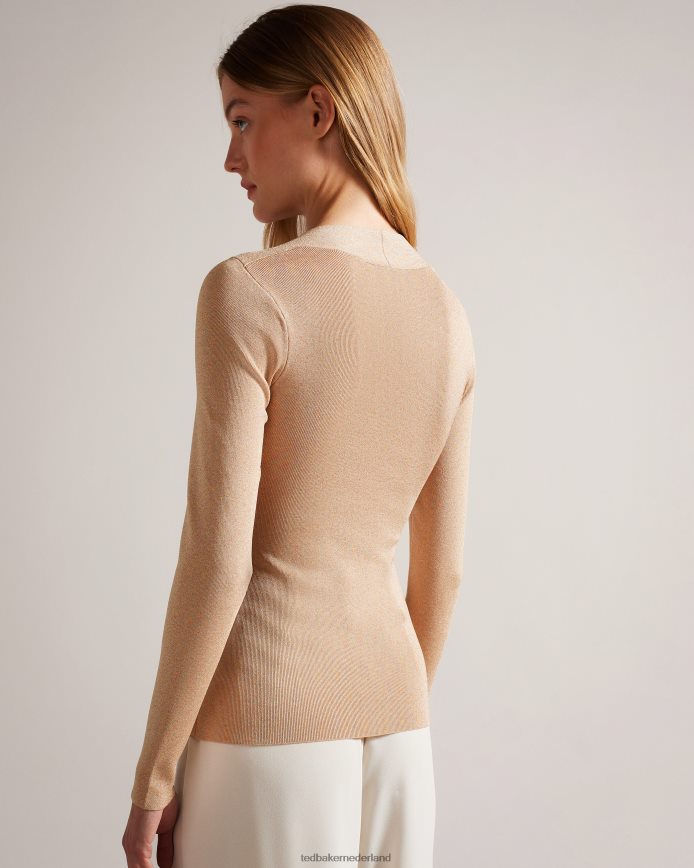 Ted Baker eloisy slim-fit gekruiste gebreide top donker roze kleding vrouwen 6R02N110