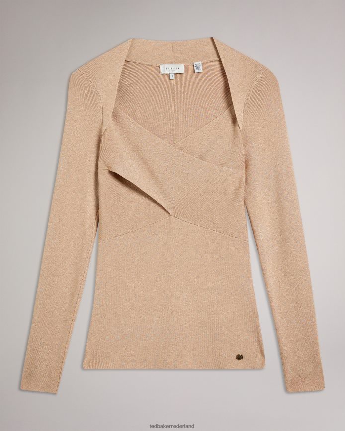 Ted Baker eloisy slim-fit gekruiste gebreide top donker roze kleding vrouwen 6R02N110