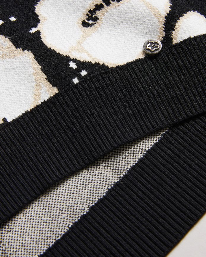 Ted Baker Pipha cropped jacquard gebreide trui zwart kleding vrouwen 6R02N93