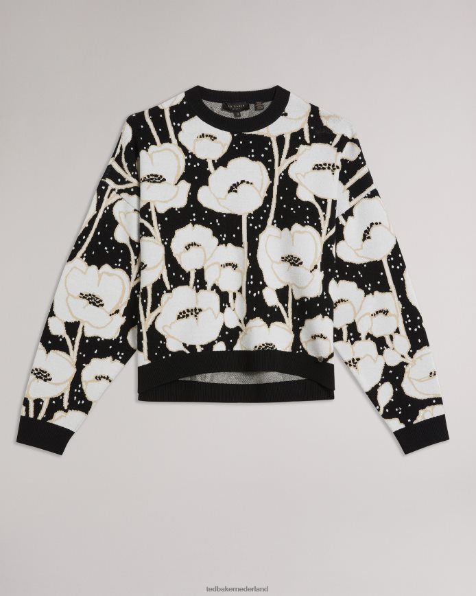 Ted Baker Pipha cropped jacquard gebreide trui zwart kleding vrouwen 6R02N93