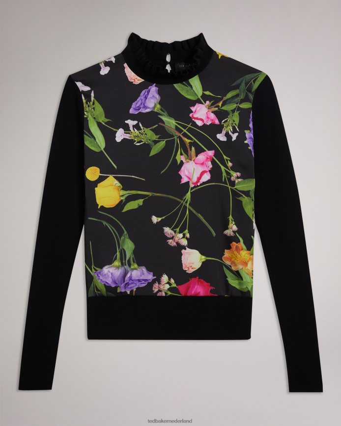 Ted Baker daneaa geweven trui met uitlopende hals aan de voorkant zwart kleding vrouwen 6R02N146