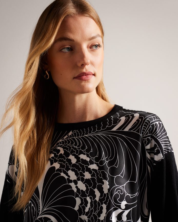 Ted Baker sicell geweven trui aan de voorkant zwart kleding vrouwen 6R02N47