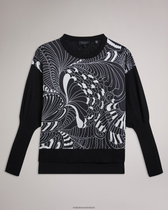 Ted Baker sicell geweven trui aan de voorkant zwart kleding vrouwen 6R02N47