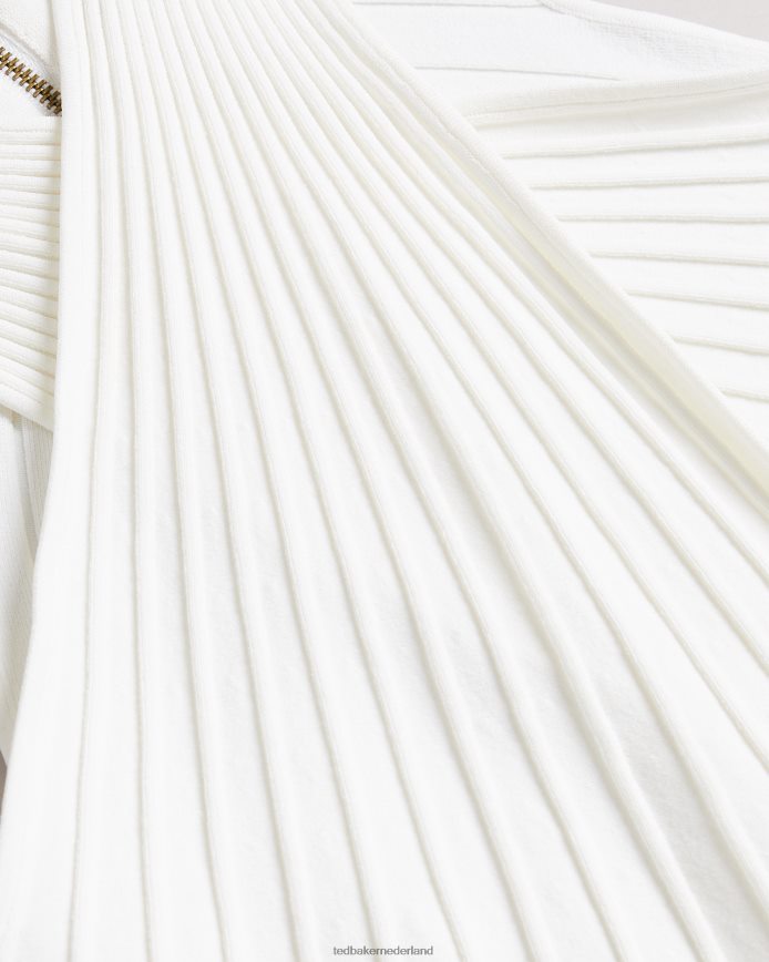 Ted Baker Loueli geplooide jurk met gekruiste voorkant en gebreid lijfje room kleding vrouwen 6R02N210