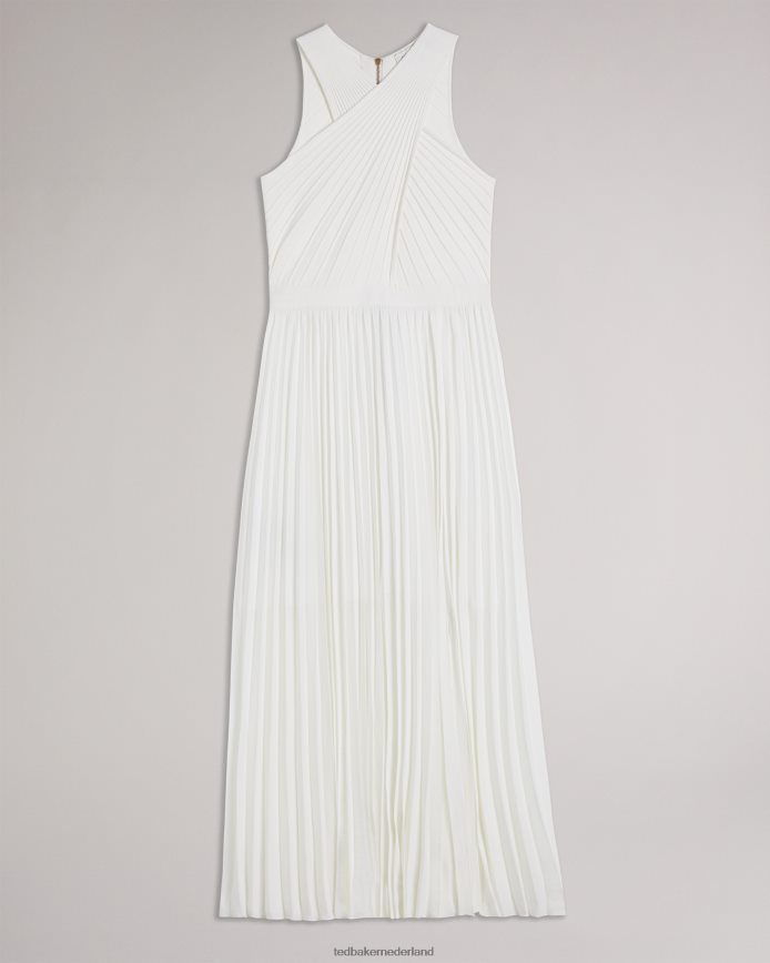 Ted Baker Loueli geplooide jurk met gekruiste voorkant en gebreid lijfje room kleding vrouwen 6R02N210