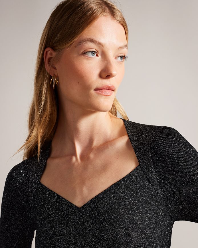 Ted Baker Tabytha slim-fit gekruiste gebreide jurk zwart kleding vrouwen 6R02N76