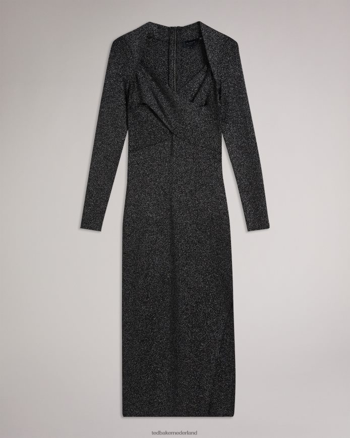 Ted Baker Tabytha slim-fit gekruiste gebreide jurk zwart kleding vrouwen 6R02N76