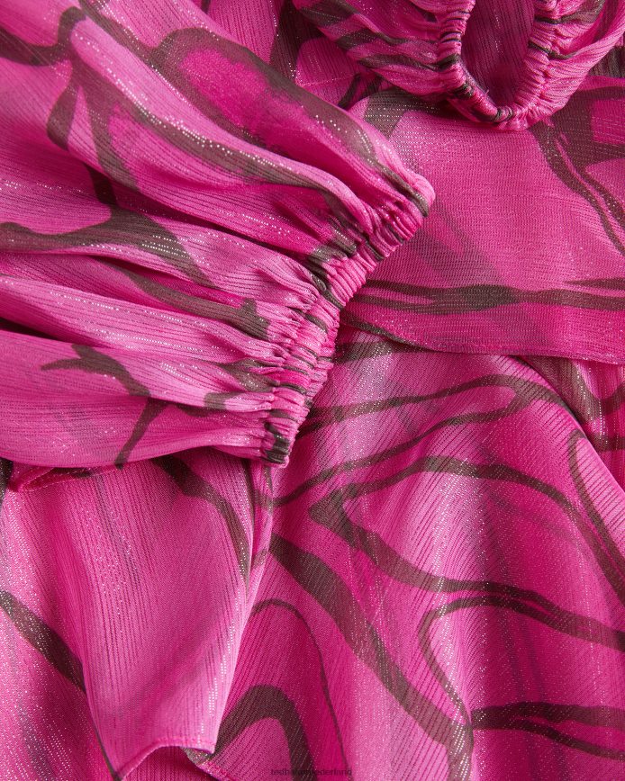 Ted Baker Victoir overgooier met abstracte print en ruches fel roze kleding vrouwen 6R02N62