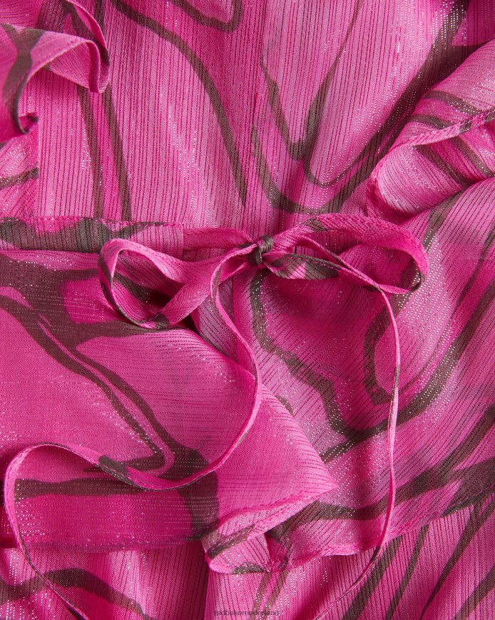 Ted Baker Victoir overgooier met abstracte print en ruches fel roze kleding vrouwen 6R02N62