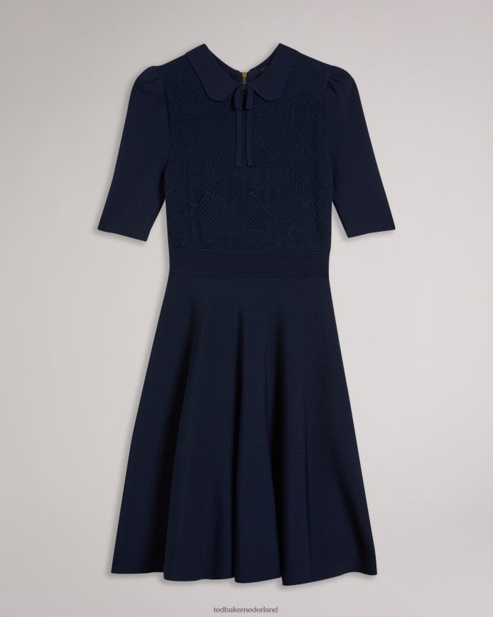 Ted Baker hillder delicate pointelle gebreide jurk donkerblauw kleding vrouwen 6R02N199