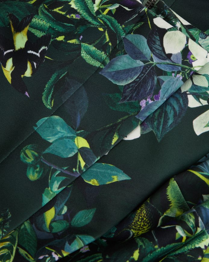 Ted Baker divena bodycon-jurk met geplooide bardot en bloemenprint donkergroen kleding vrouwen 6R02N215