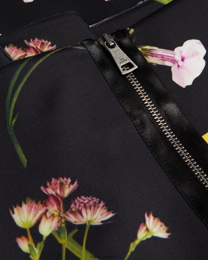 Ted Baker loveina bodycon-jurk met bloemenbardot zwart kleding vrouwen 6R02N172