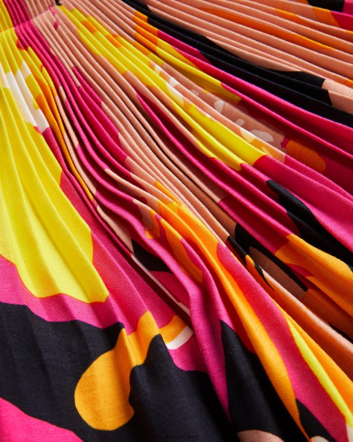 Ted Baker Ikella geplooide halter maxi-jurk met abstracte print fel roze kleding vrouwen 6R02N350
