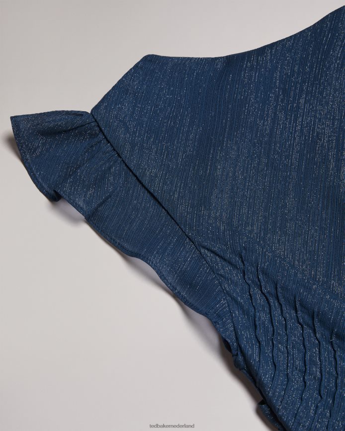 Ted Baker Laurae maxi-jurk met schuine snit en ruchesdetail donkerblauw kleding vrouwen 6R02N235