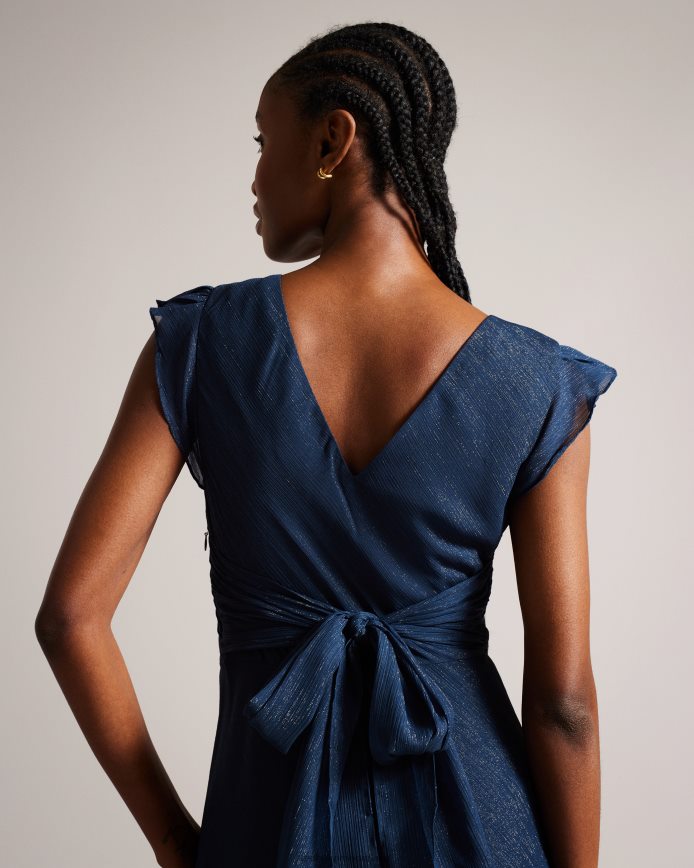 Ted Baker Laurae maxi-jurk met schuine snit en ruchesdetail donkerblauw kleding vrouwen 6R02N235